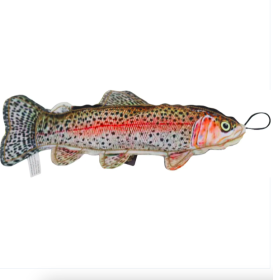 Steel Dog Denim Rainbow Trout Plush, Squeaky Toy, Tough Chewer