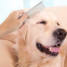 Dog Combs with Rounded Ends Stainless Steel Teeth - 2 Pack