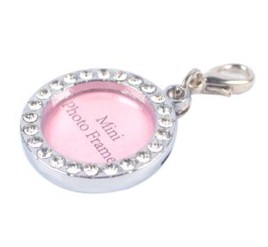 Round Rhinestone Writable Name Telephone ID Tags for Dogs