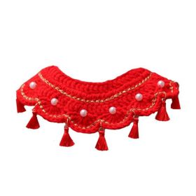 Red Pet New Year Collar Dog Scarf Bib Festive Tassel Necklace