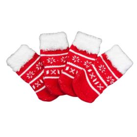 Dog Knitted Pet Socks Cartoon Cute Red Christmas - 4 Pcs