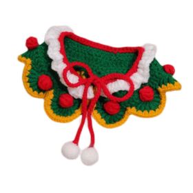 Green Christmas Lace Dog Collar Scarf Knitted Handmade Necklace