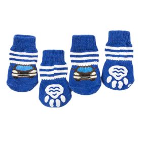 Blue Cars Knitted Dogs Socks Cat Socks Cute Pet Socks Dog Paw Protection for Puppy Indoor Wear