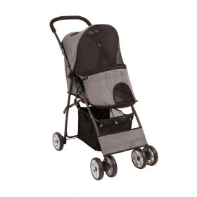 Puppy Pet Four Wheels Dog Jogger Cat Stroller Trolley, One-Click Folding Travel Pet Carrier Trolley