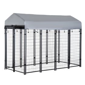 Outdoor Dog Playpen, Kennel with Lockable Door and Water-Resistant Canopy, for Medium/Large Dogs - 8' x 4' x 6'