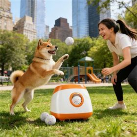 Automatic Dog Ball Launcher with Remote Control, 80 Ft. Range & 6 Balls