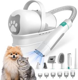 Pet Grooming Vacuum Kit with Clippers, Deshedding Brush & Nail Grinder for Dogs & Cats