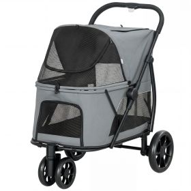 Pet Stroller with Easy One-Click Quick Fold, Mesh Window, Washable Cushion, for Medium Dogs - 3 Wheel