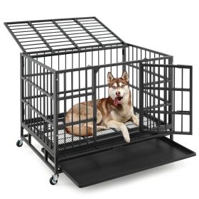 IronTrail Heavy Duty Folding Metal Dog Crate with Locking Wheels