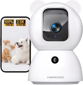 2.5K Indoor Pet & Home Security Camera with 360° Pan, AI Detection & Night Vision