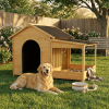 Insulated Wooden 60.2" Large Outdoor Dog House with Porch, Medium/ Large Dogs