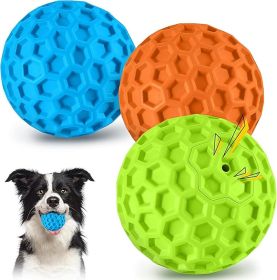 Squeaky Dog Balls for Aggressive Chewers; Rubber Dog Chew Toy for Large Medium Breeds