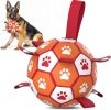Interactive Dog Soccer Ball with Tug Strap for Indoor & Outdoor Play