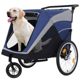Bike Trailer & Push Cart for Pets - 2-in-1 - Detachable Bike Hitch & Push Handle Included - Quick Release Wheel, Internal Leash