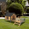 Outdoor Large Wooden Cabin House Style Dog Kennel with Porch