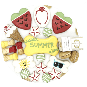 Summer Dog Treat Gift Box 21 Piece Handmade Assorted Biscuits & Treats