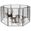 Heavy Duty Secure Double Lock Gate 40 Inch 8 Panel Metal Dog Playpen