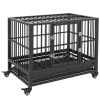 PawHut Heavy Duty 36-in Metal Dog Crate with Locking Wheels and Double Door Access