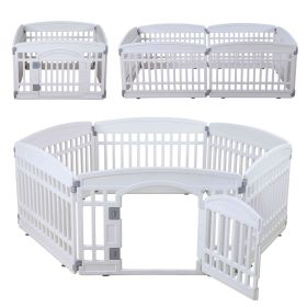 Foldable Heavy Plastic Gate Exercise Playpen for Dogs with Door, 6 Panel