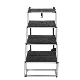 Dog Stair for Cars, Wide 4-step Dog Car Steps, Folding Dog Car Ramp with Nonslip Surface