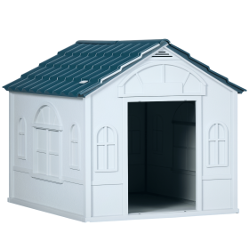 Plastic Dog House for Medium and Small Dogs, Water Resistant Puppy Shelter Indoor Outdoor with Door