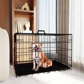 GuardianPaw Folding Double Door Metal Dog Crate with Divider