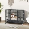 IronTrail Heavy Duty Folding Metal Dog Crate with Locking Wheels