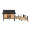 Outdoor Large Wooden Cabin House Style Dog Kennel with Porch