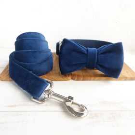 Blue Velvet Dog Collar Leash Set (Option: Blue-S)