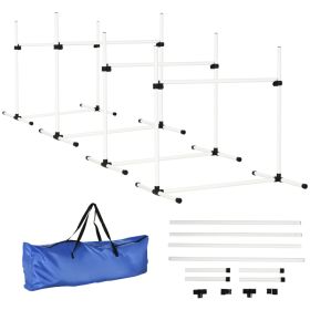 Dog Agility Training Equipment for Dog Agility Course with Adjustable Height Jump Bars, Included Carry Bag, & Displacing Top Bar, White (Option: White-950x180x180 mm)