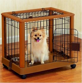 Richell Wooden Mobile Dog Kennel, Small/Medium Dogs (Option: Small)
