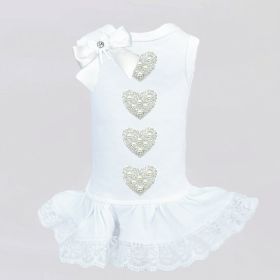 Queen of Hearts Dog Dress (Color: Red & White, size: XXS)