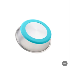 Silicone Stainless Steel Dog Bowl (Color: Blue)