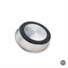 Silicone Stainless Steel Dog Bowl (Color: Black)