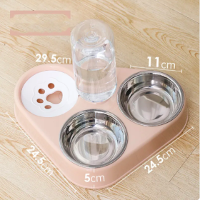 Automatic Drinking Double Dog Bowl (Color: Pink)