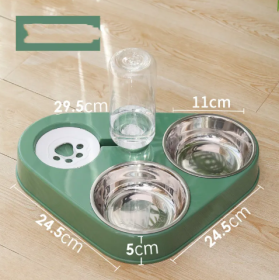 Automatic Drinking Double Dog Bowl (Color: Green)