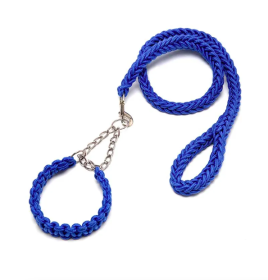 ForgePaw Heavy Duty Braided Nylon Dog Collar and Leash Set (Specification (L * W): XL, colour: Blue)