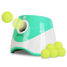 Automatic Dog Ball Launcher Included 6 Tennis Balls Dog With 3 Adjustable Launch Distance Interactive Ball Thrower Fetch Machine For Small Me (Option: Green)