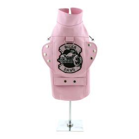 DoggieDesign Biker Dawg Motorcycle Dog Jacket (Color: Pink, size: X-Small)