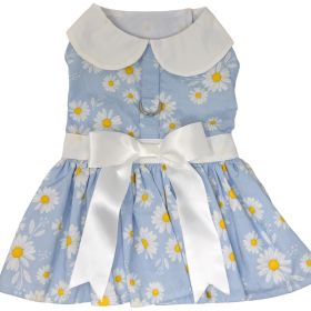 DoggieDesign Blue Daisy Dog Dress with Matching Leash (size: X-Small)