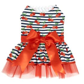 DoggieDesign Cherry Stripe Harness Dress with Matching Leash (size: X-Small)