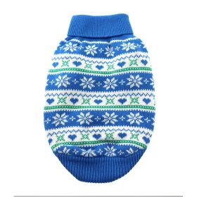 DoggieDesign Combed Cotton Snowflake and Hearts Dog Sweater (Color: Blue, size: XX-Small)