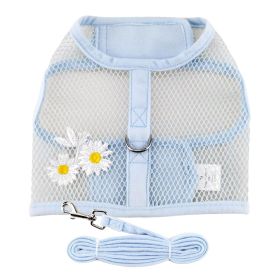 DoggieDesign Breathable Cool Mesh Dog Harness and Leash Set (Color: Blue Daisy, size: X-Small)