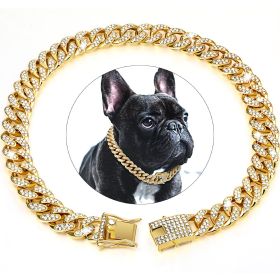 Crystal Artificial Dog Chain Collar (Color: Rose Gold, size: XS)