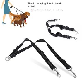 Dog Double Leashes - No Tangle Dog Leash Coupler; Comfortable Shock Absorbing Reflective Bungee Lead (colour: grey)