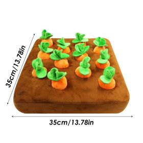 Plush Carrot Patch Hide and Seek Enrichment Dog Puzzle Toy (Color: 12 Carrots 35x35cm)