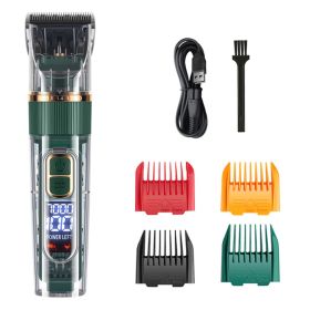 Rechargeable Cordless Dog Hair Clippers Set Low Noise Pet Grooming Clippers (Items: Standard Version, Color: Green)