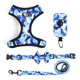 Reflective No Pull Harness, Collar, Leash Set (Color: Blue, size: XL)
