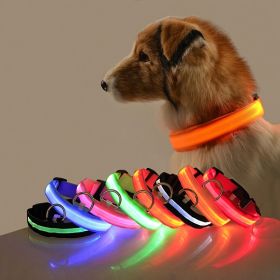 Glow-In-The-Dark LED Pet Collar (Color: Red, size: L)