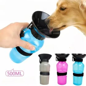 Dog Water Bottle; Plastic Dog & Cat Water Bottle Mug 500ml For Outdoor Travel (Color: Grey)